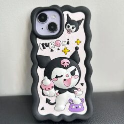 Siyah Kuromi Marshmallow Silikon Telefon Kılıfı
