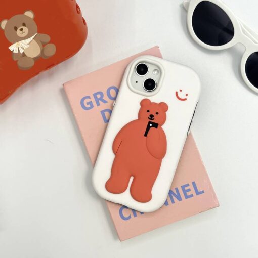 Smile Kahverengi Kabartma Silikon Telefon Kılıfı